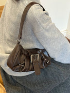 Haven Vintage Buckle Ruched Shoulder Bag