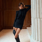 Olivette High Neck Ruched Mini Dress