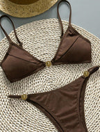 Ines Gold Detail Ribbed Bikini Set