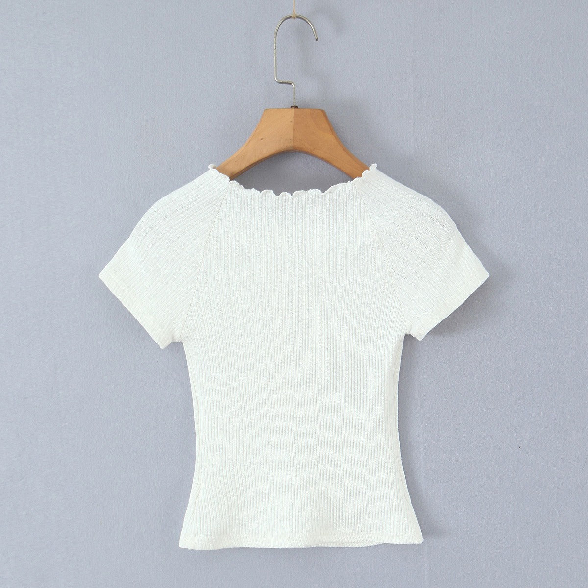 Ribbed Pearl Button Knit Top