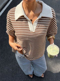 Briony Striped Knit Polo Top