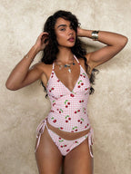 Solene Cherry Gingham Tankini Set
