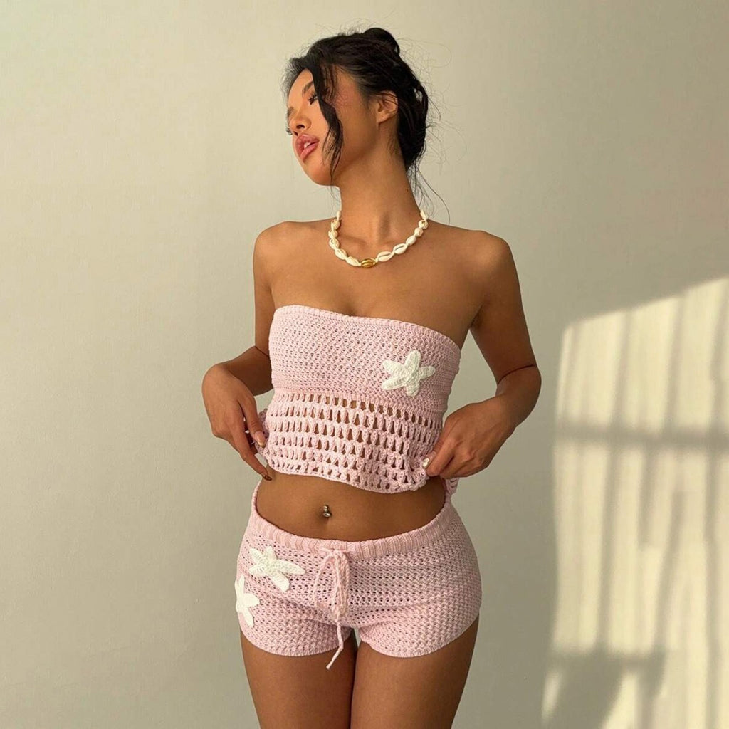 Cosette Starfish Crochet Shorts Set