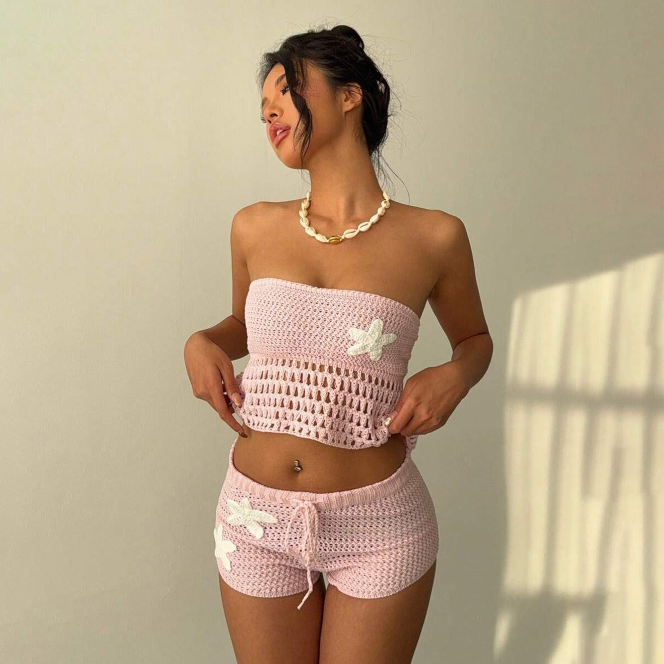 Cosette Starfish Crochet Shorts Set