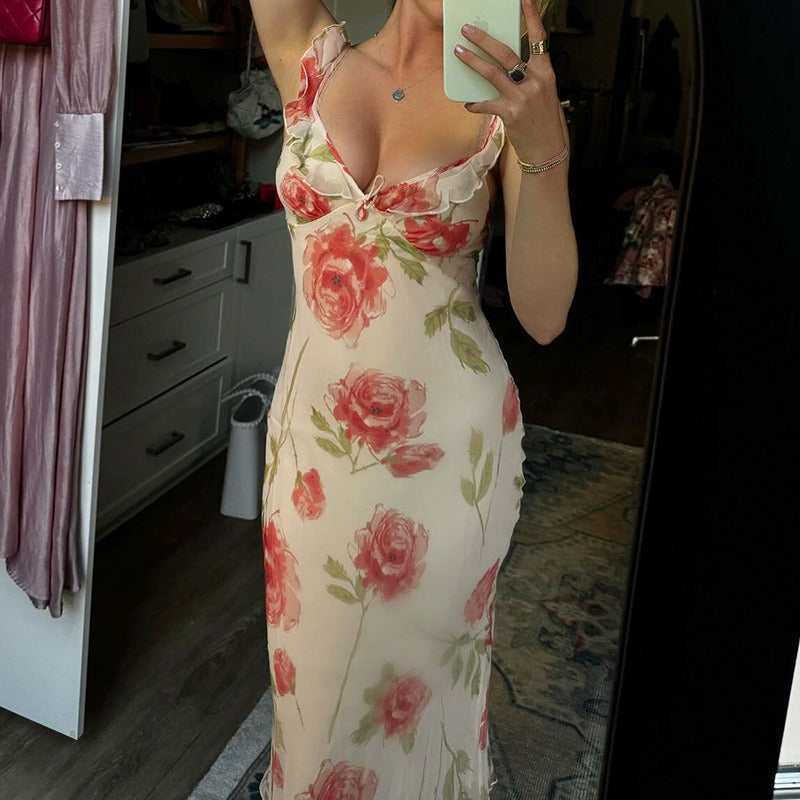 Chiara Rose Print Midi Dress