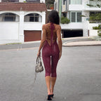 Zarelle Rhinestone Halter Capri Jumpsuit