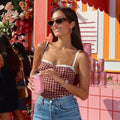 Gingham Lace Trim Cami Top