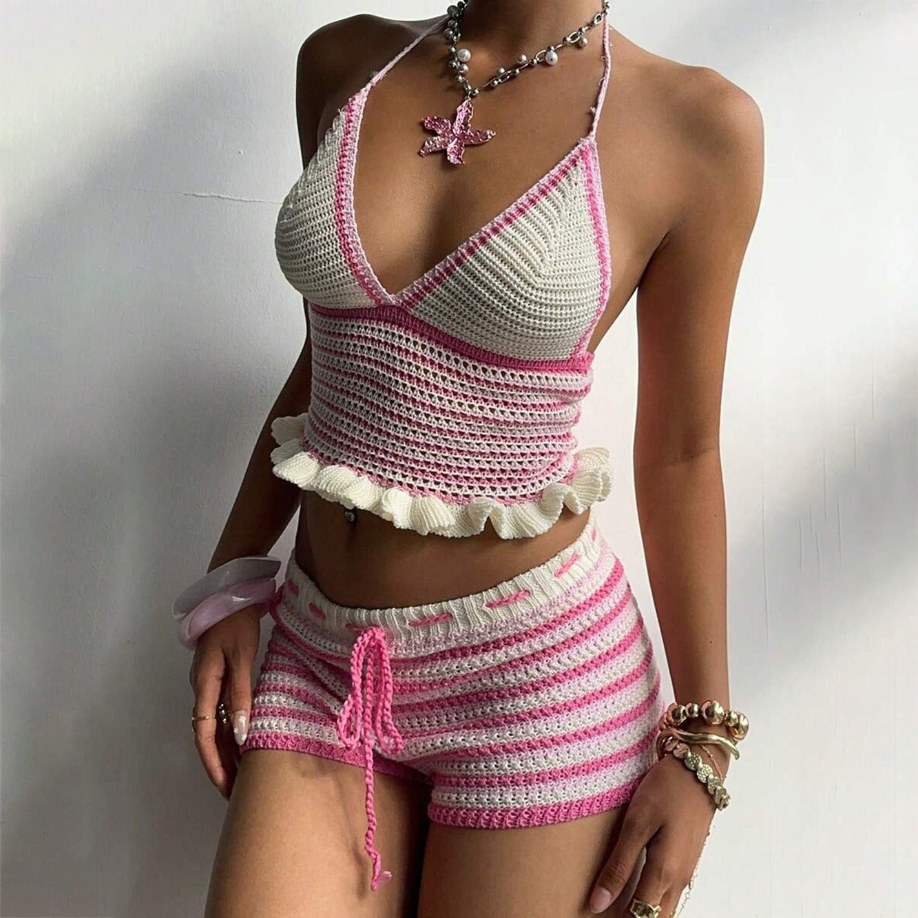 Romina Crochet Shorts Set