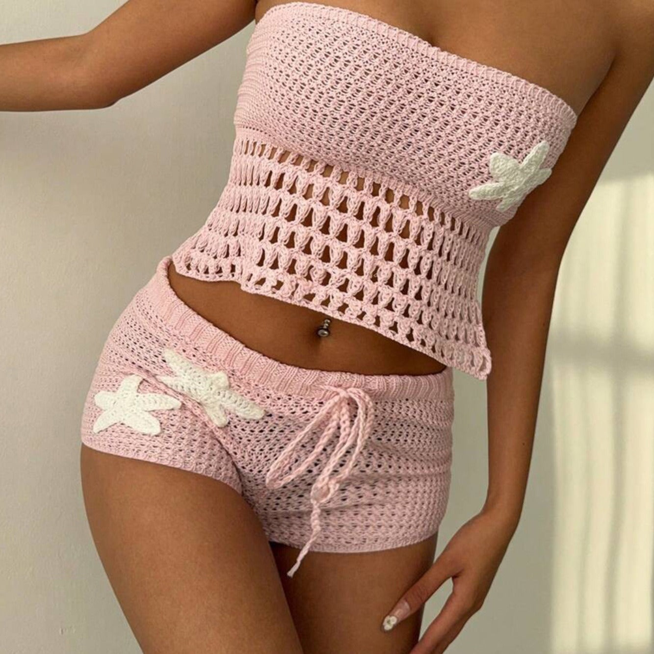 Cosette Starfish Crochet Shorts Set