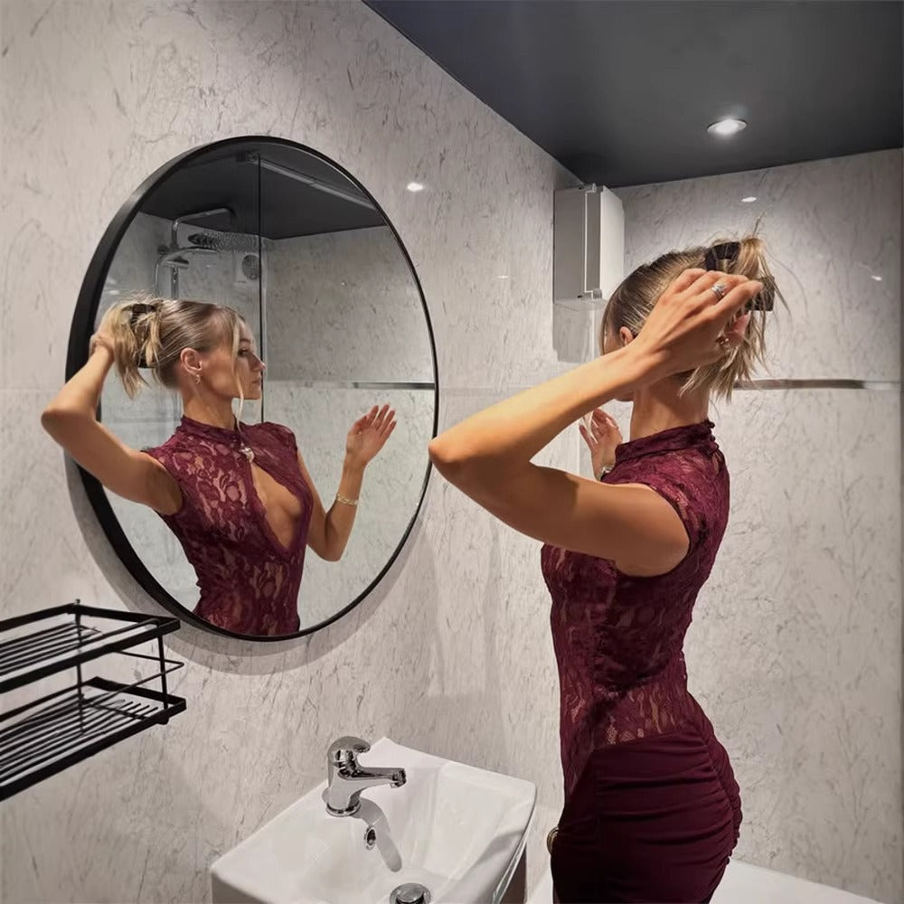 Venya Burgundy Lace Mini Dress