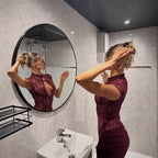 Venya Burgundy Lace Mini Dress