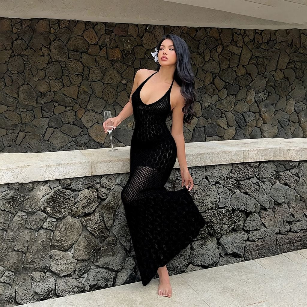 Sabine Crochet Halter Maxi Dress