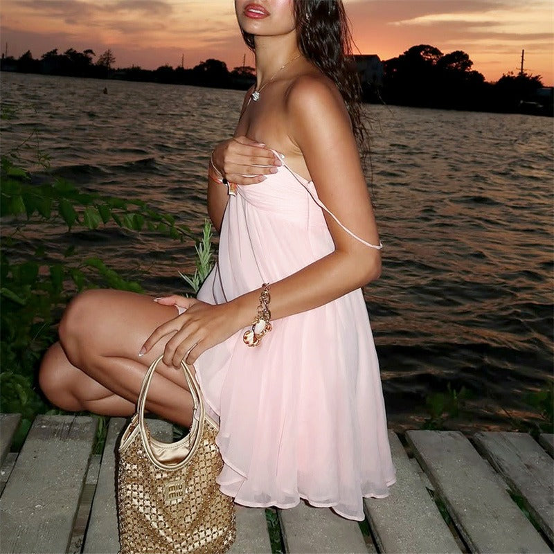 Flowy Ruched Bust Mini Dress