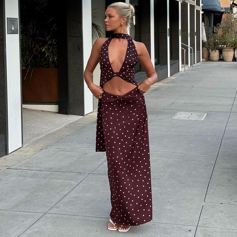 Zinaida Polka Halter Skirt Set