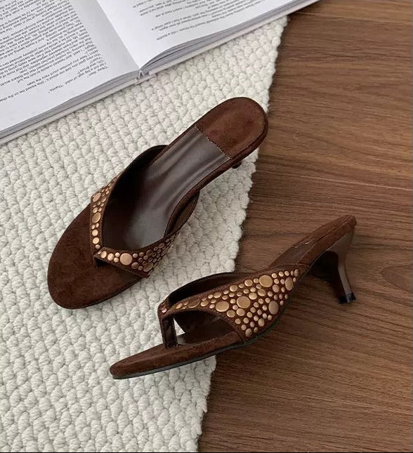 Tessa Studded Open-Toe Heeled Mules