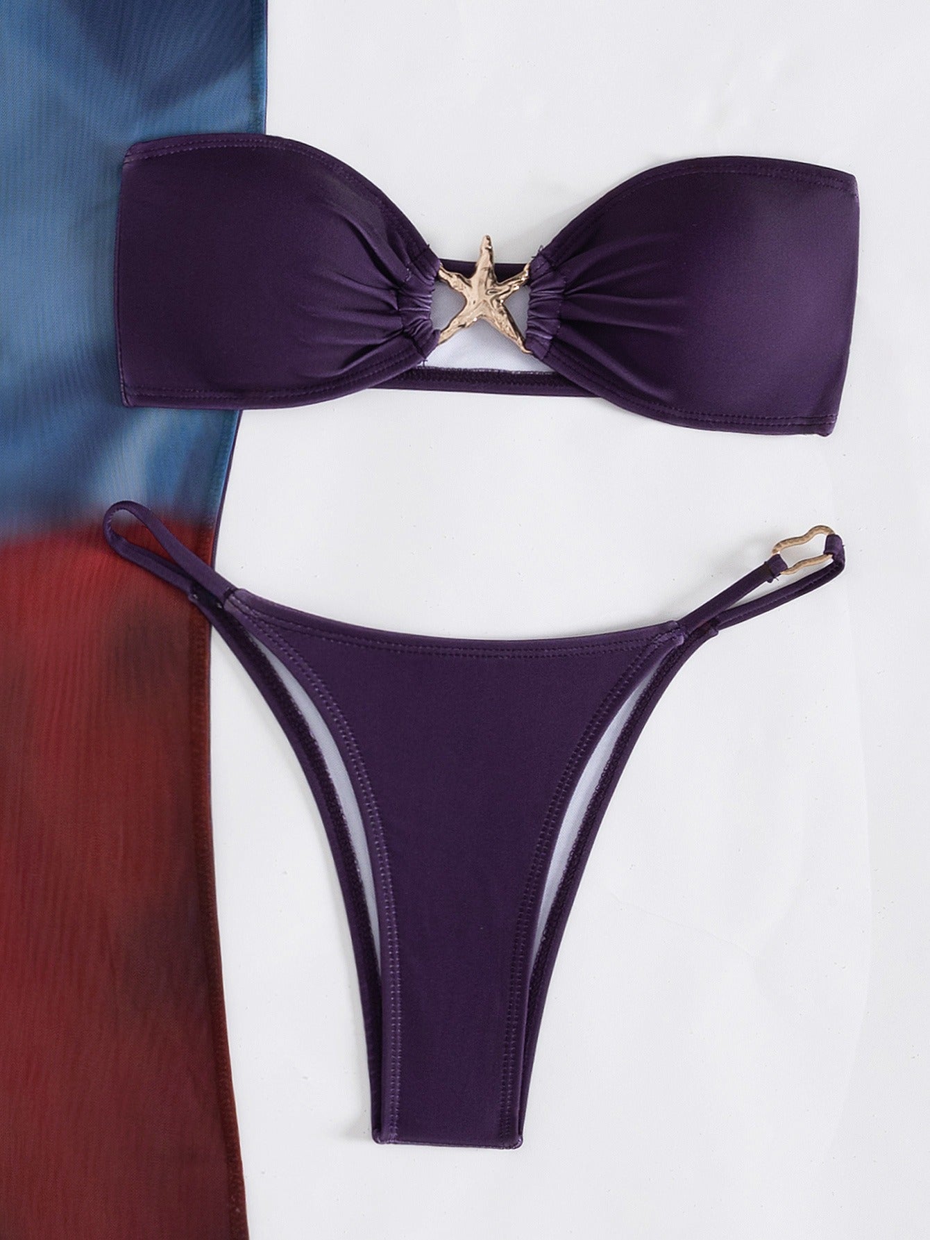 Oyana Bandeau Bikini Mesh Cover-Up Skirt