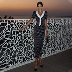 Phoebe Polka Dot Contrast Collar Midi Dress