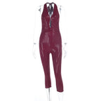 Zarelle Rhinestone Halter Capri Jumpsuit