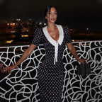 Phoebe Polka Dot Contrast Collar Midi Dress