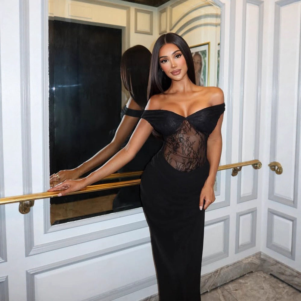 Sarielle Lace Off-Shoulder Maxi Dress