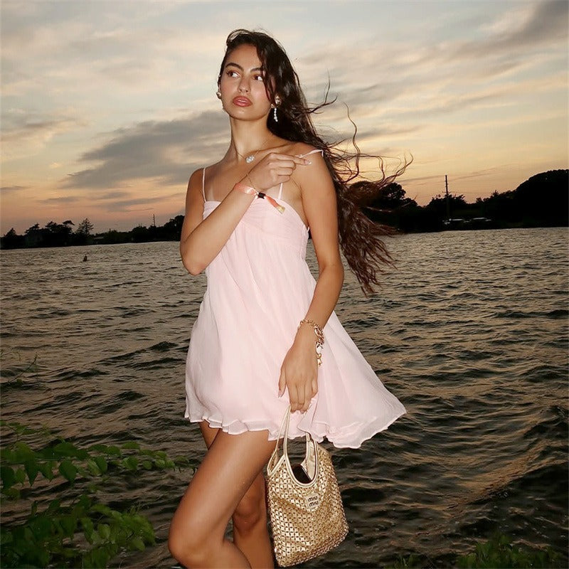 Flowy Ruched Bust Mini Dress