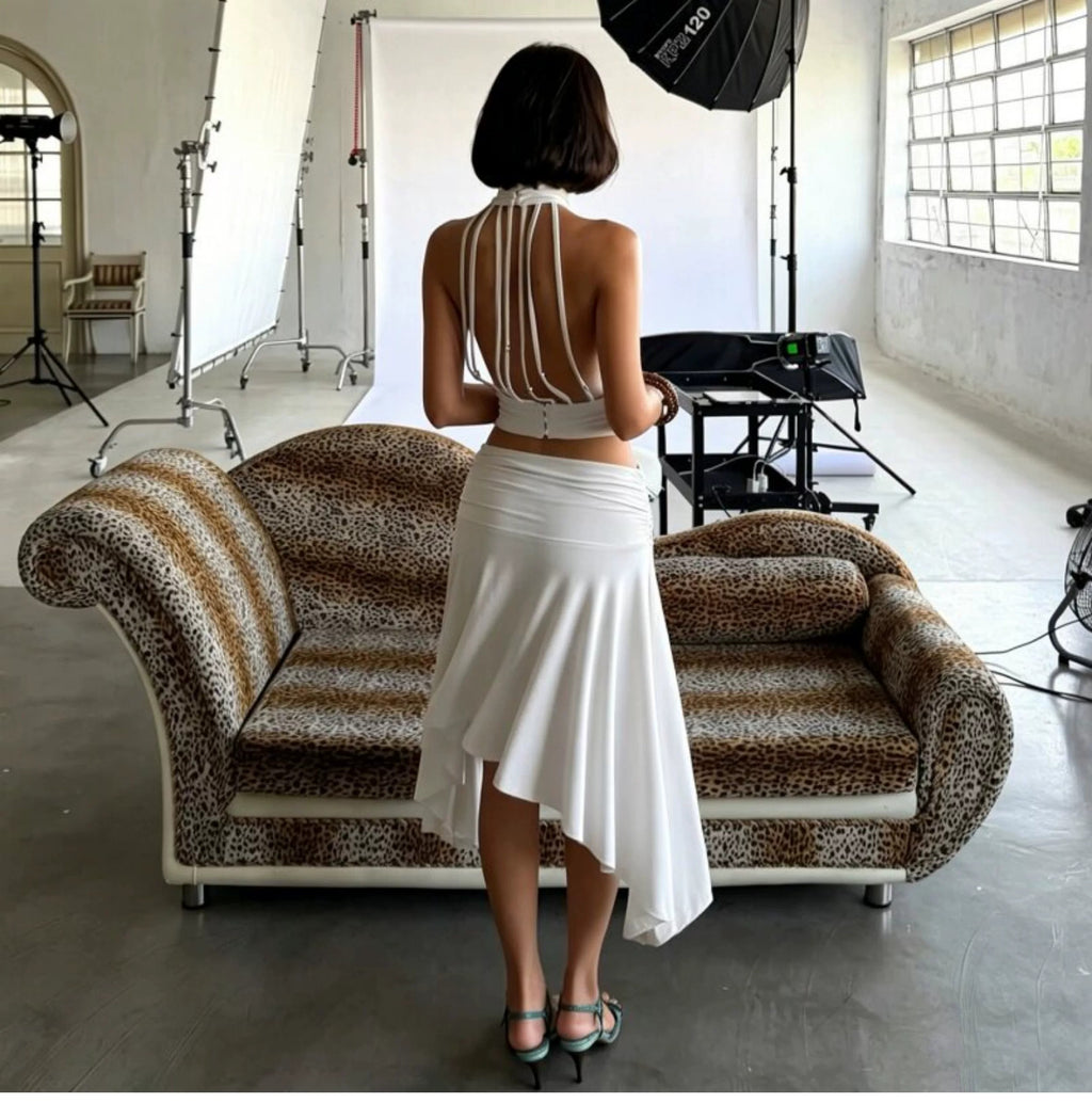Florence Slit Asymmetrical Midi Skirt