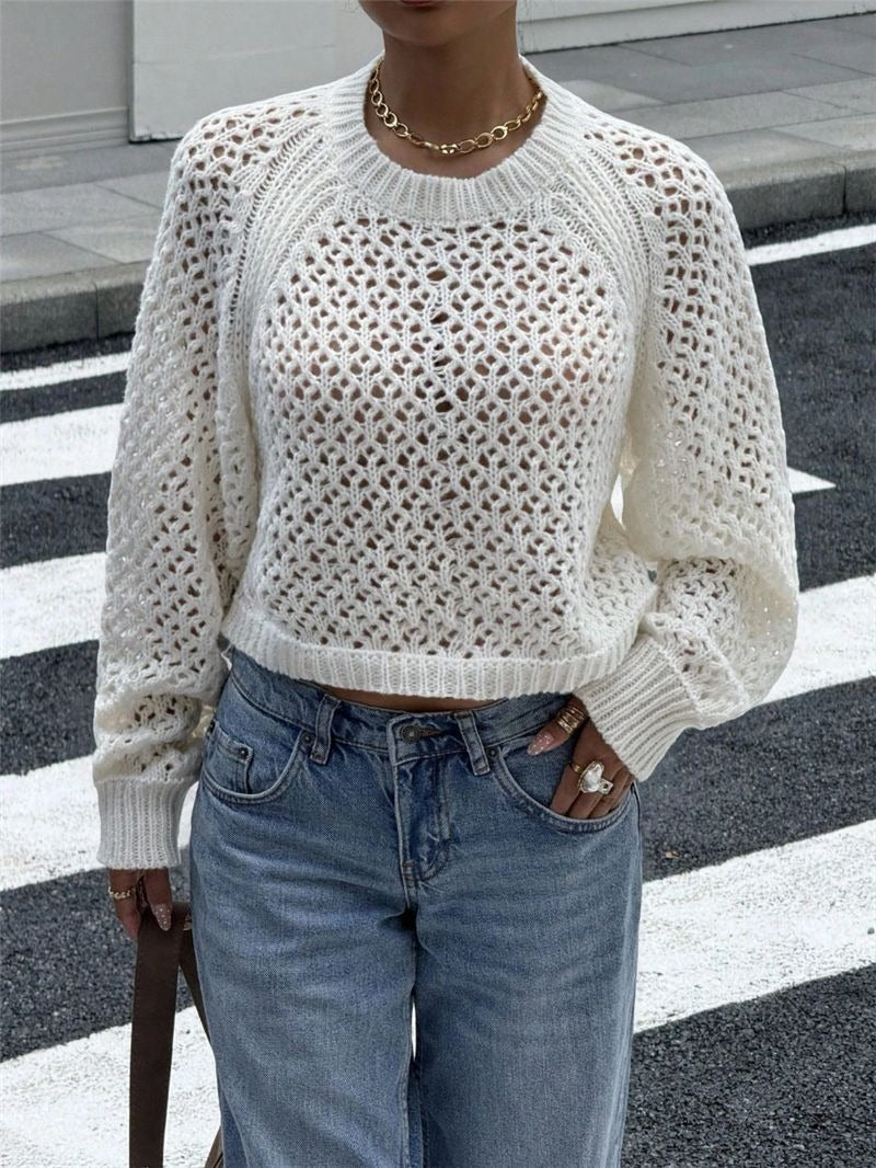 Zinnia Open-Back Crochet Knit Cardigan
