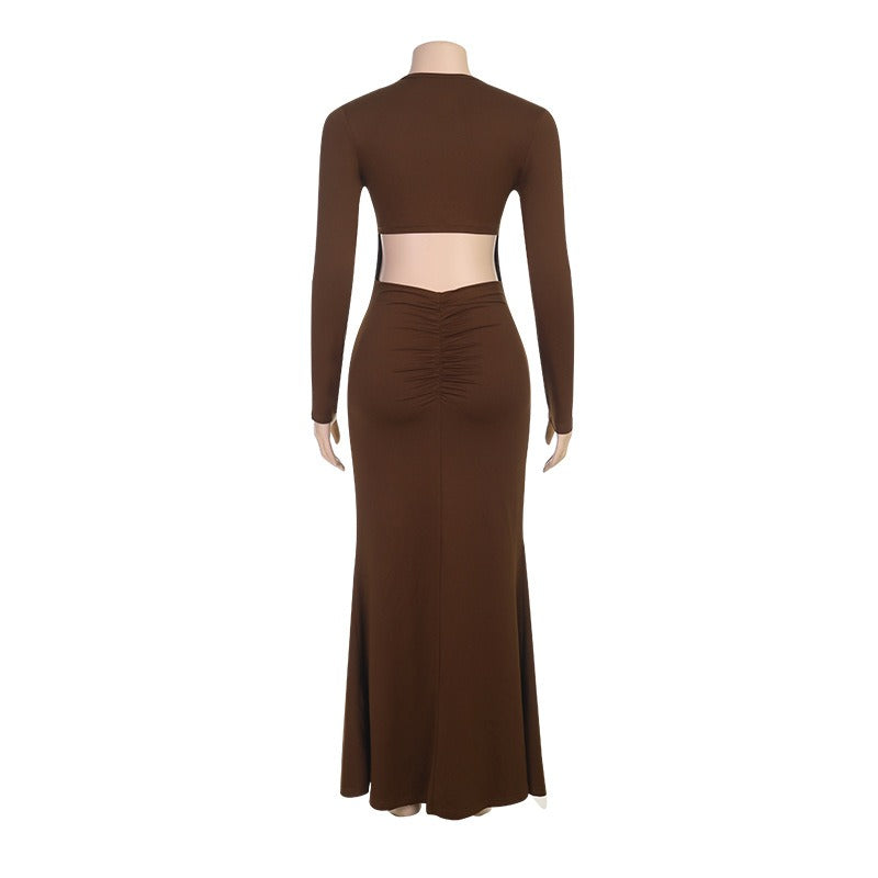 Daria Draped Long-Sleeve Maxi Dress