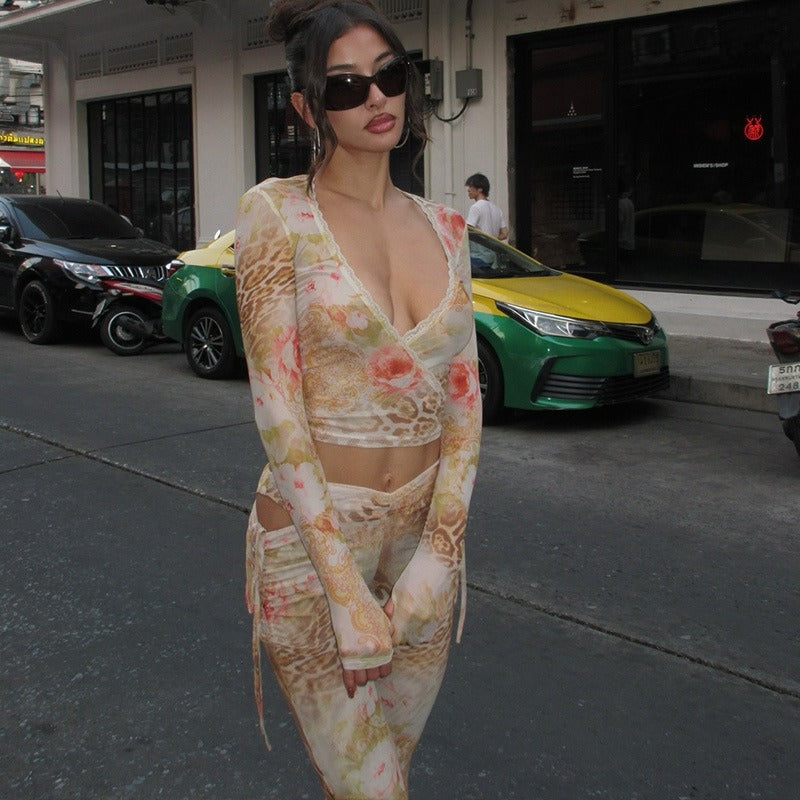 Amara Floral Mesh Flare Set