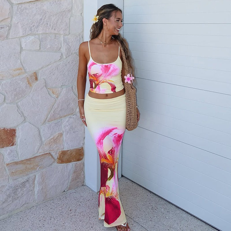 Floral Print Cami Top & Maxi Skirt Set