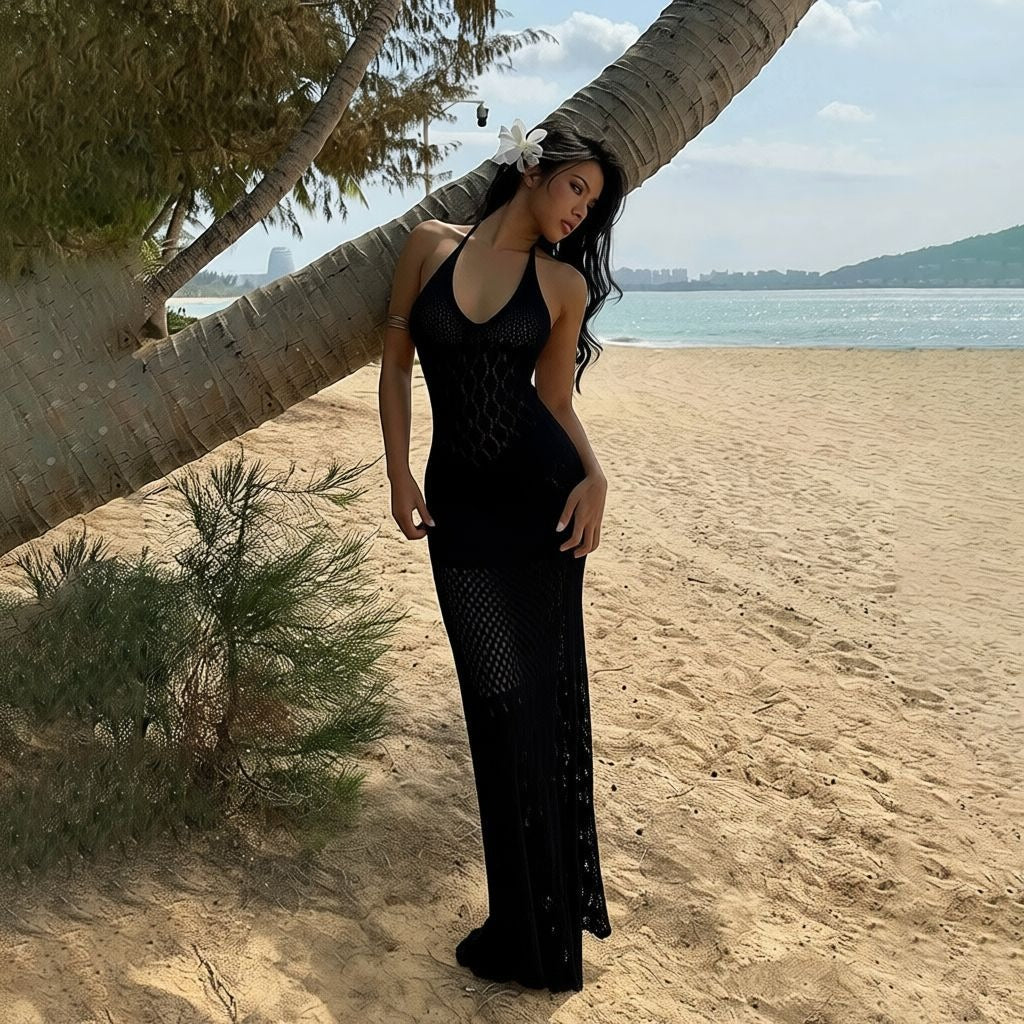 Sabine Crochet Halter Maxi Dress