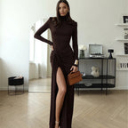 Talia Drape High-Neck Maxi Dress