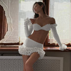 Textured Ruffle Two Piece Skirt Set