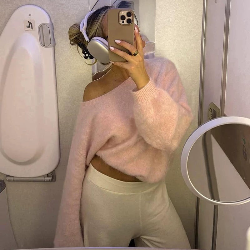 Velina Soft Off-Shoulder Knit Sweater