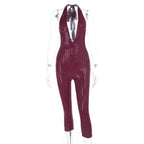 Zarelle Rhinestone Halter Capri Jumpsuit