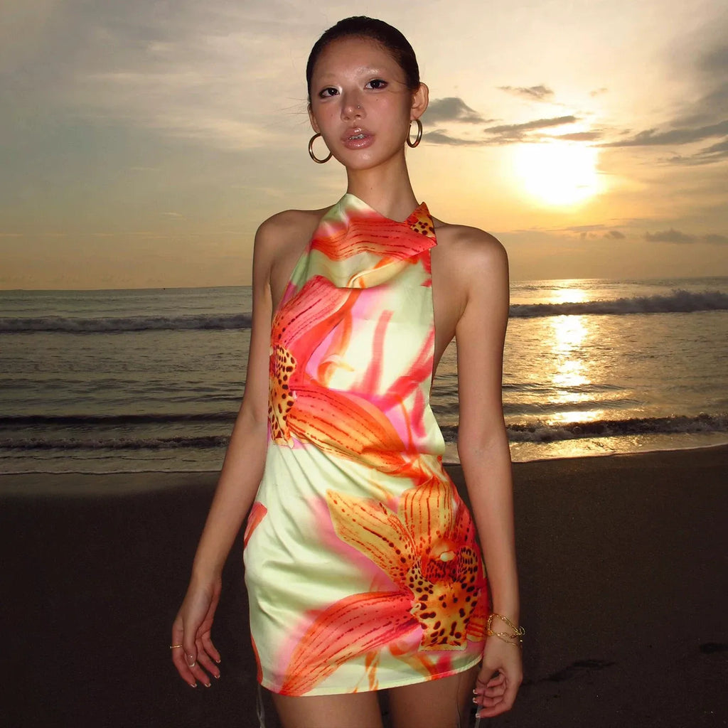 Malou Floral Halter Mini Dress