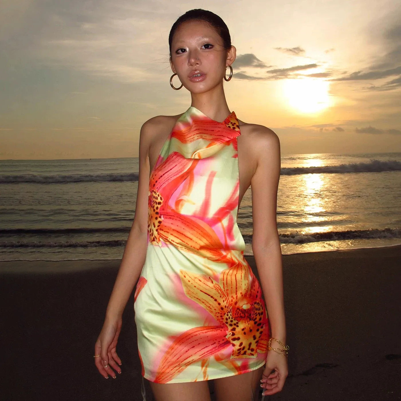 Malou Floral Halter Mini Dress