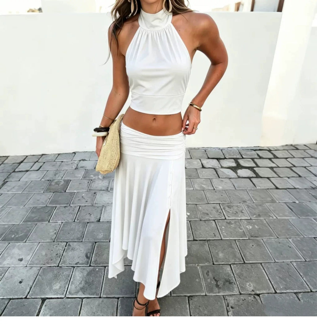 Florence Slit Asymmetrical Midi Skirt