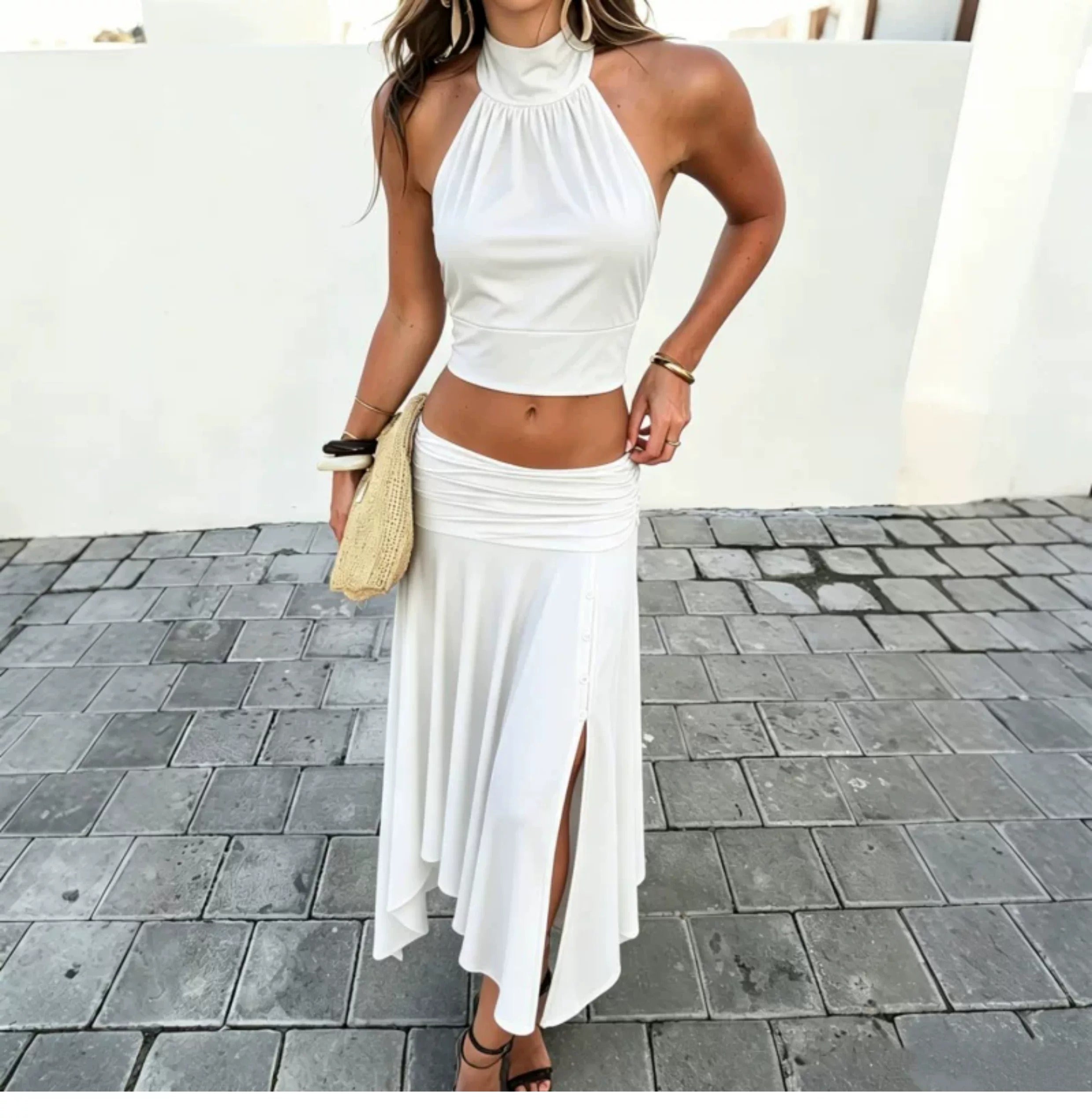 Florence Slit Asymmetrical Midi Skirt