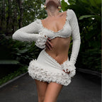 Textured Ruffle Two Piece Skirt Set