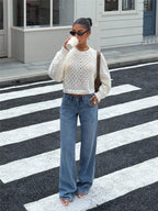 Zinnia Open-Back Crochet Knit Cardigan