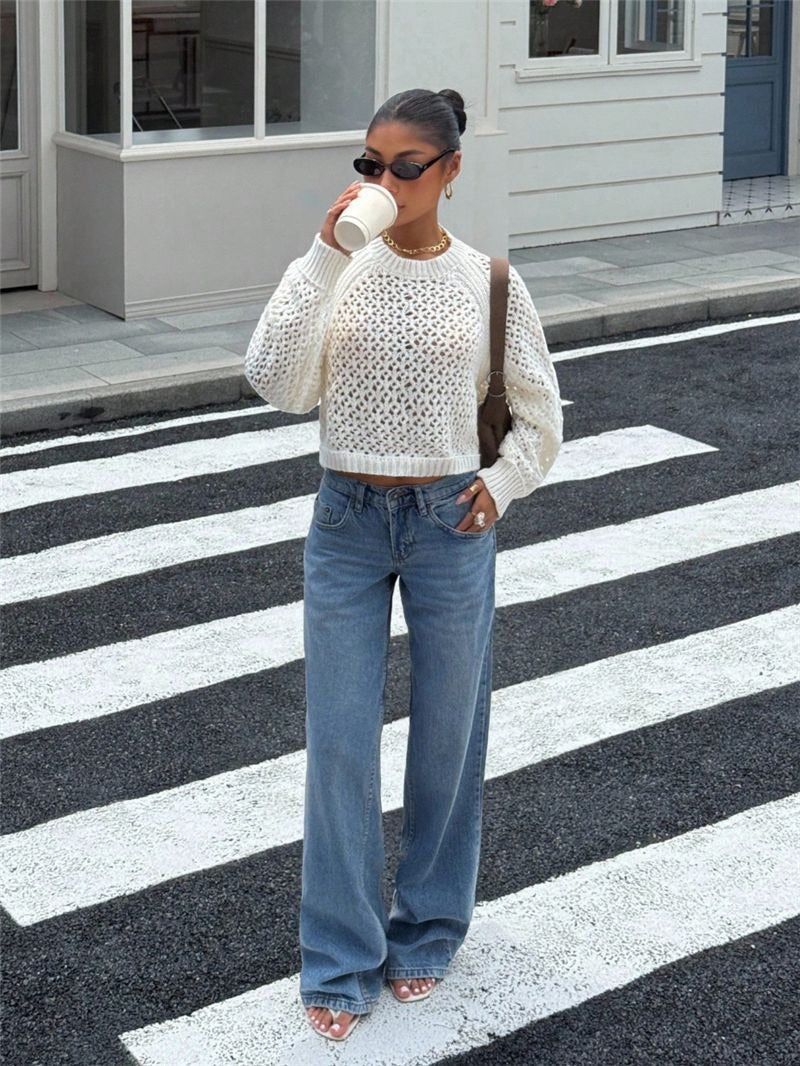 Zinnia Open-Back Crochet Knit Cardigan