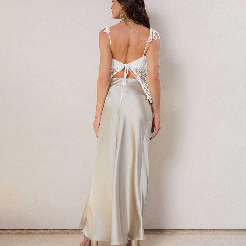 Maelle Sequin Crochet Camisole Top