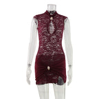Venya Burgundy Lace Mini Dress