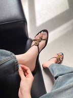 Layla Embroidered Rhinestone Toe-Loop Sandals