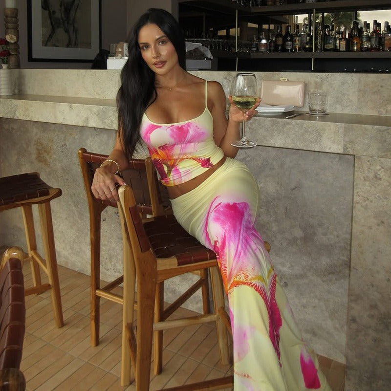Floral Print Cami Top & Maxi Skirt Set