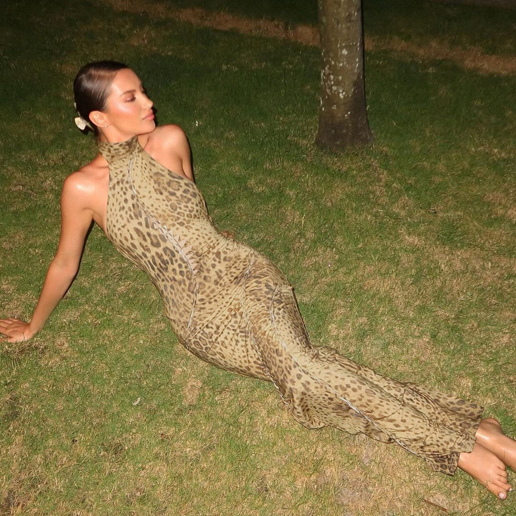 Esme Leopard Halter Maxi Dress