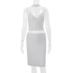 Polka Dot Mesh Cami & Midi Skirt Set (With Choker)