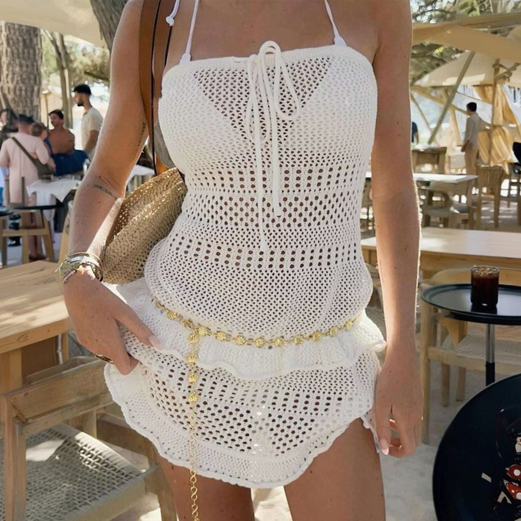 Fiorella Crochet Ruffle Mini Dress