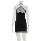 Marzia Lace Halter Mini Dress